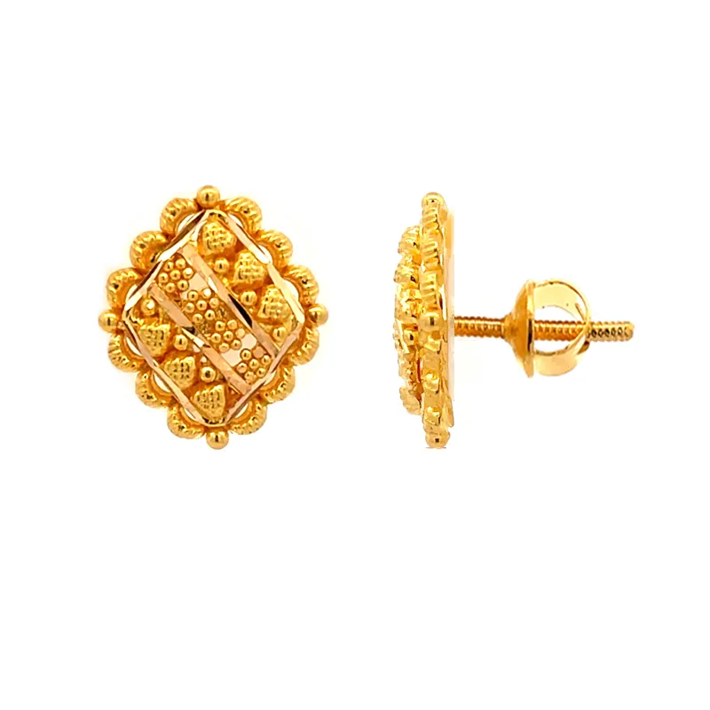 22k Yellow Gold Stud Earrings Lightweight and Elegant for Everyday Wear