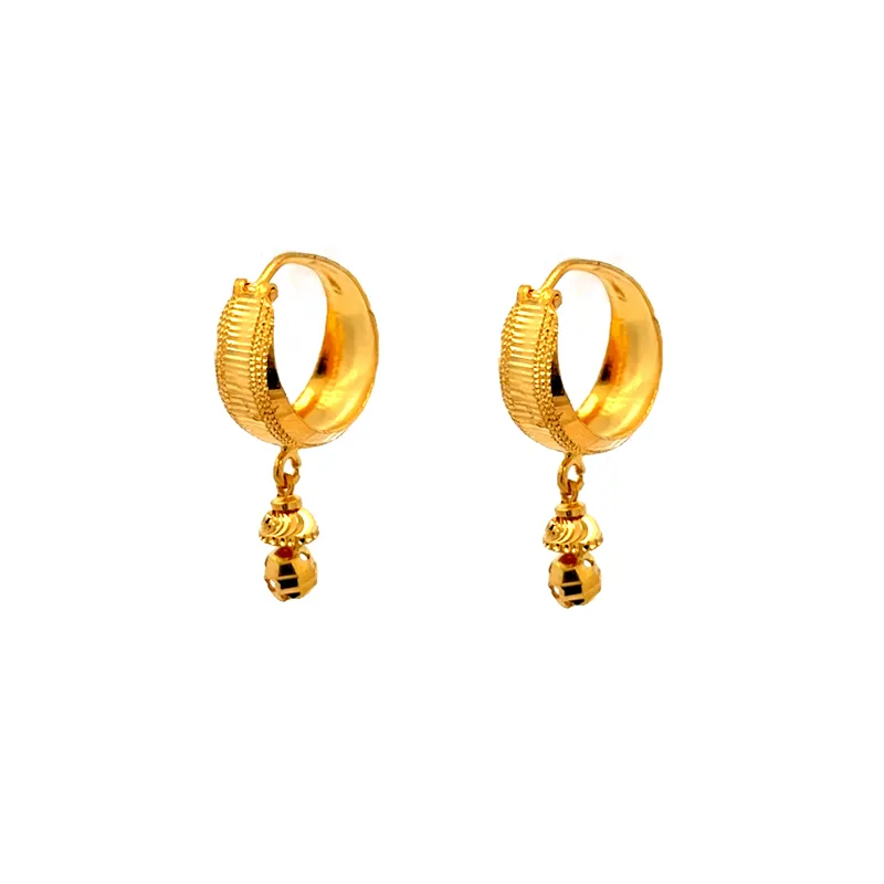 Simple and elegant 22K yellow gold earrings for women, lightweight and versatile for daily wear.
