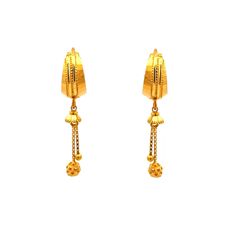 Beautiful 22K Yellow Gold Classic Everyday Elegant Earrings for Women