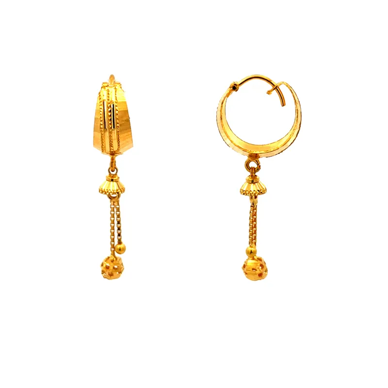 Beautiful 22K Yellow Gold Classic Everyday Elegant Earrings for Women