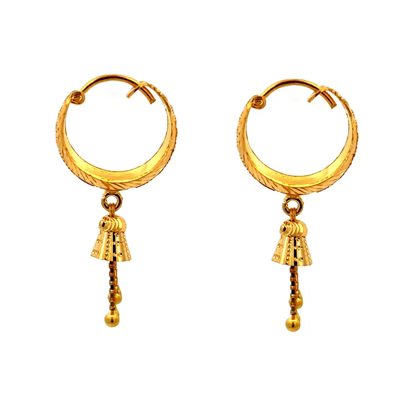 Elegant 22K yellow gold earrings, classic design, versatile for daily wear and special occasions