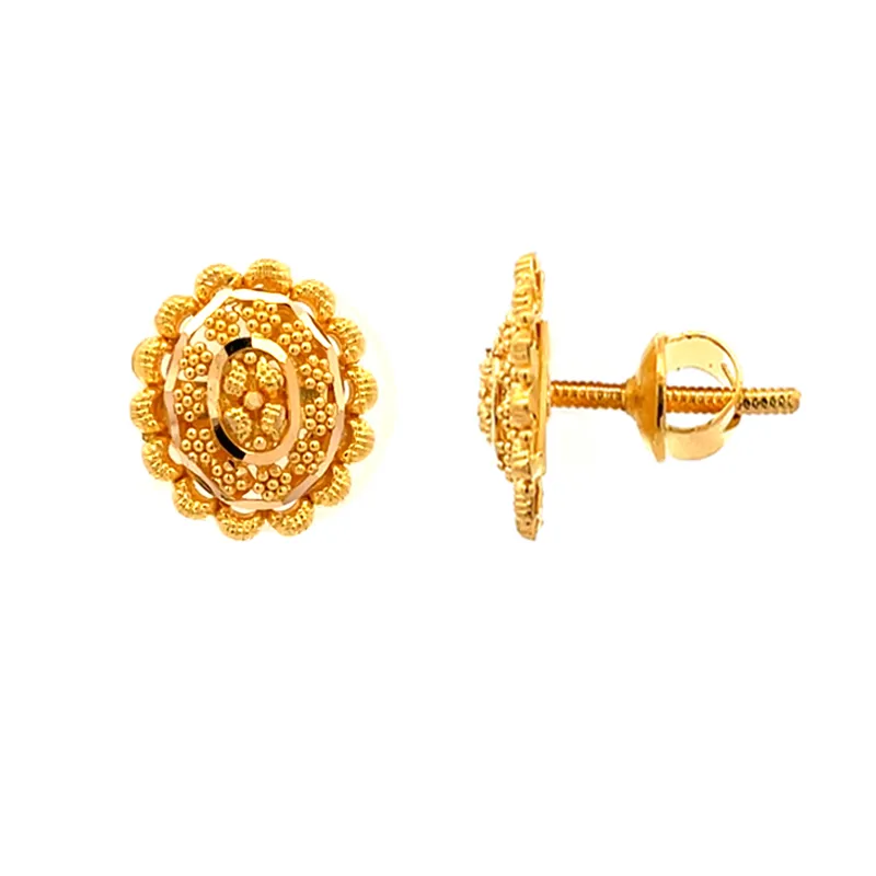 Elegant 22k Yellow Gold Oval Stud Earrings for Timeless Style