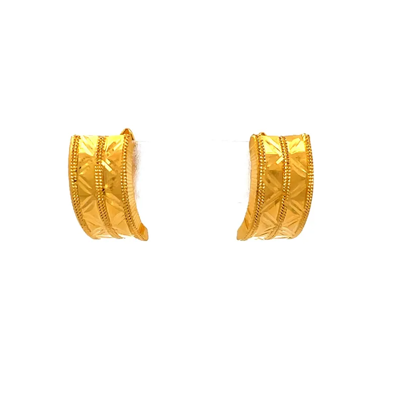 Elegant 22k Gold Hoop Earrings, Clip-ons, Length - 15 mm
