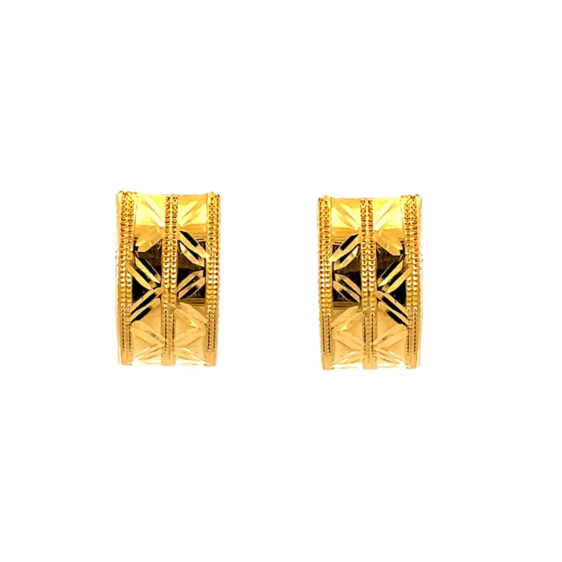Elegant 22k Gold Hoop Earrings, Clip-ons, Length - 15 mm