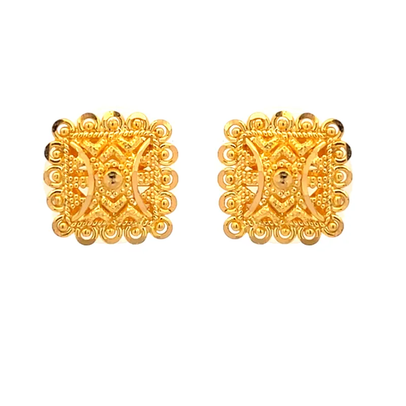 Elegant 22k Yellow Gold Square Shaped Stud Earrings for Everyday Style