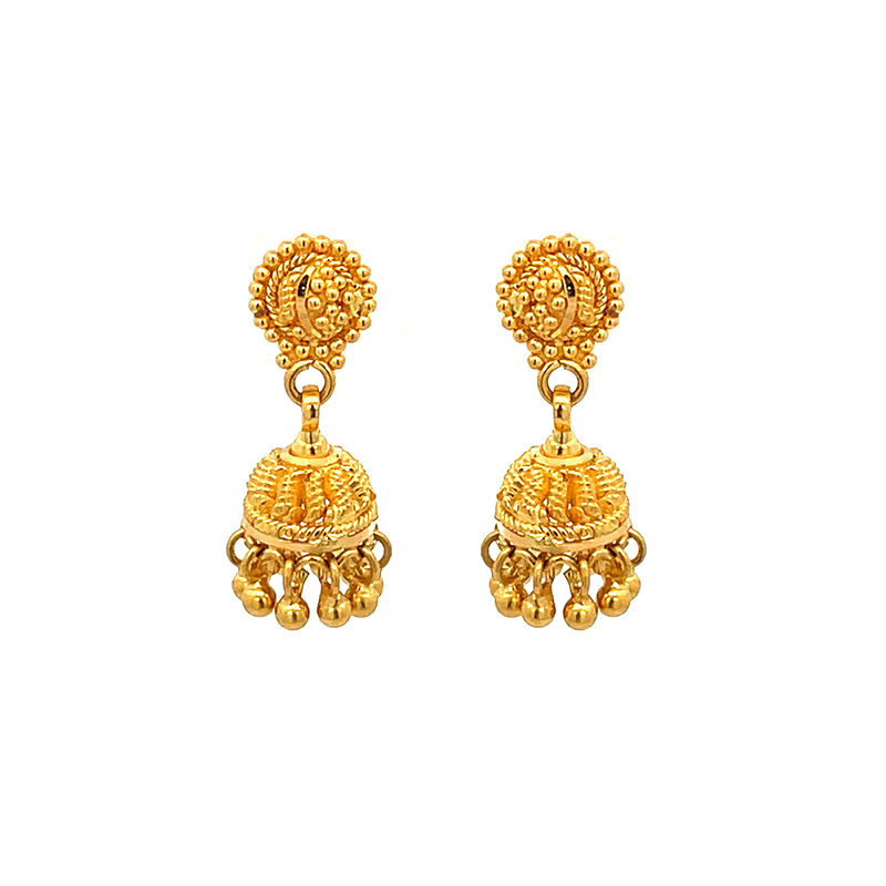 Elegant 22K Gold Small Jhumka Earrings