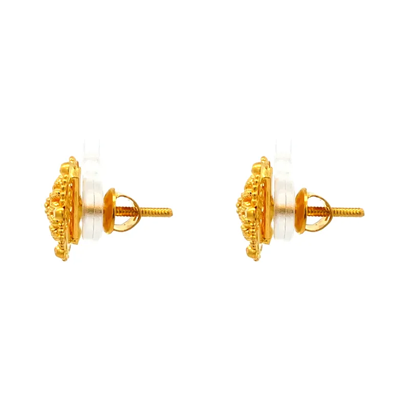 Elegant  Round 22K Gold Stud Earrings