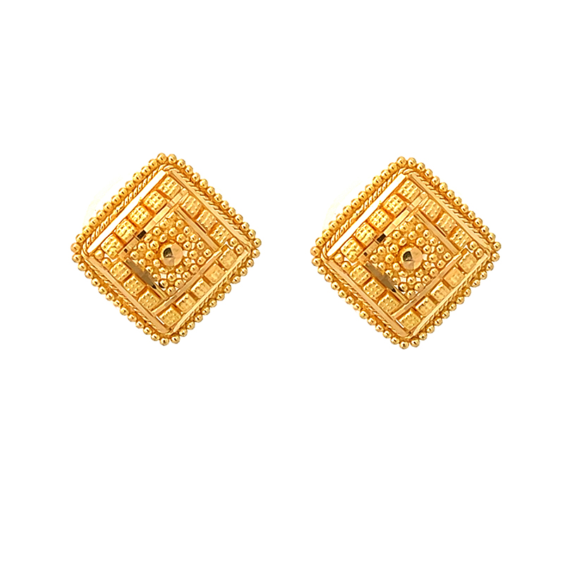 Elegant Yellow Gold Stud Earrings