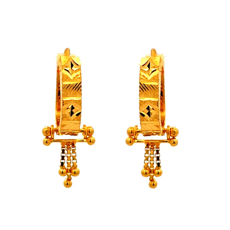 Beautiful 22K Yellow Gold Classic Hoop Earrings for Everyday Elegance