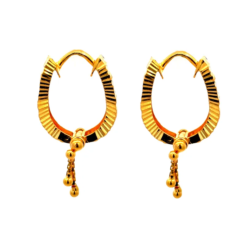 Beautiful 22K Yellow Gold Classic Hoop Earrings for Everyday Elegance