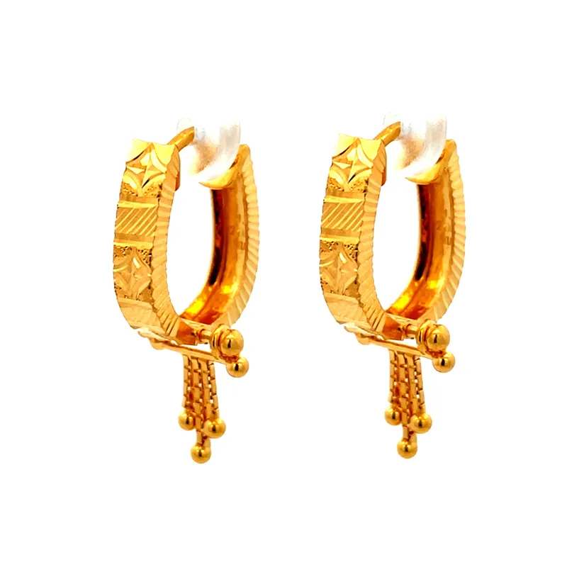 Beautiful 22K Yellow Gold Classic Hoop Earrings for Everyday Elegance