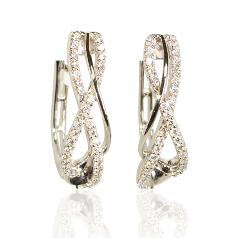 Spiral Diamond Huggies Earrings