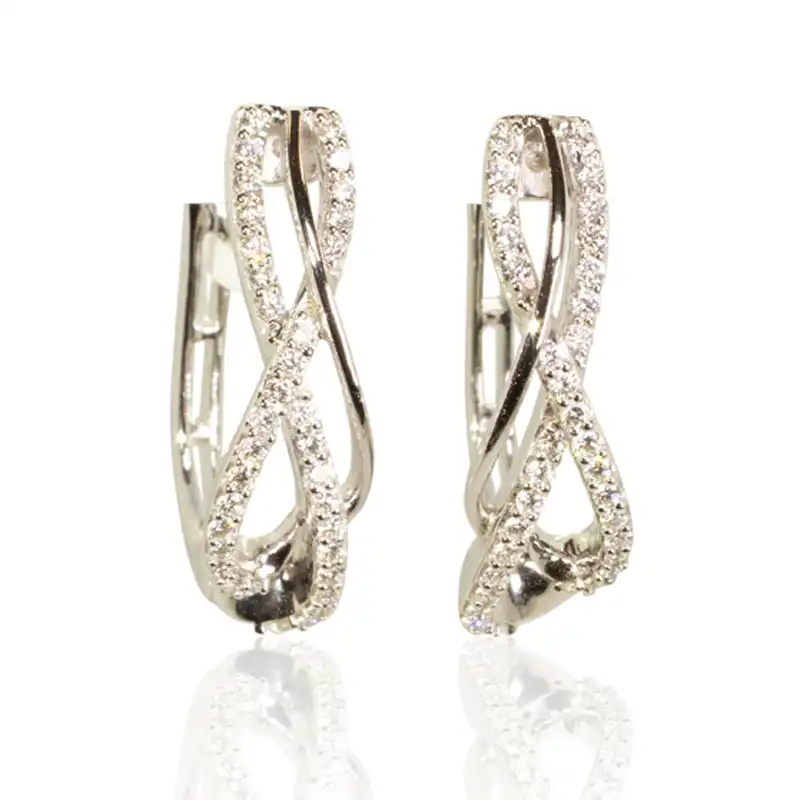 Spiral Diamond Huggies Earrings