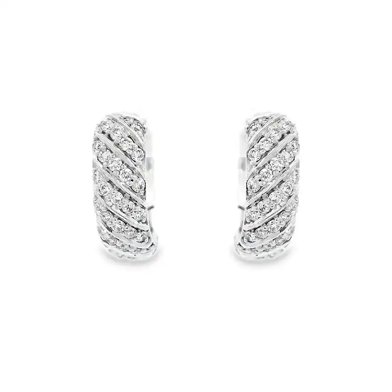 Gold Diamond Huggie Earrings - 0.50 inch