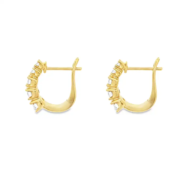 18K Yellow  Gold Diamond Huggies Earrings