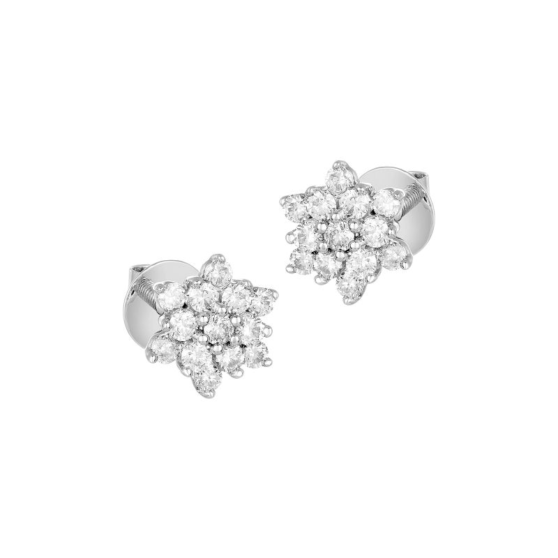 18K White Gold Diamond Star shaped Stud Earrings