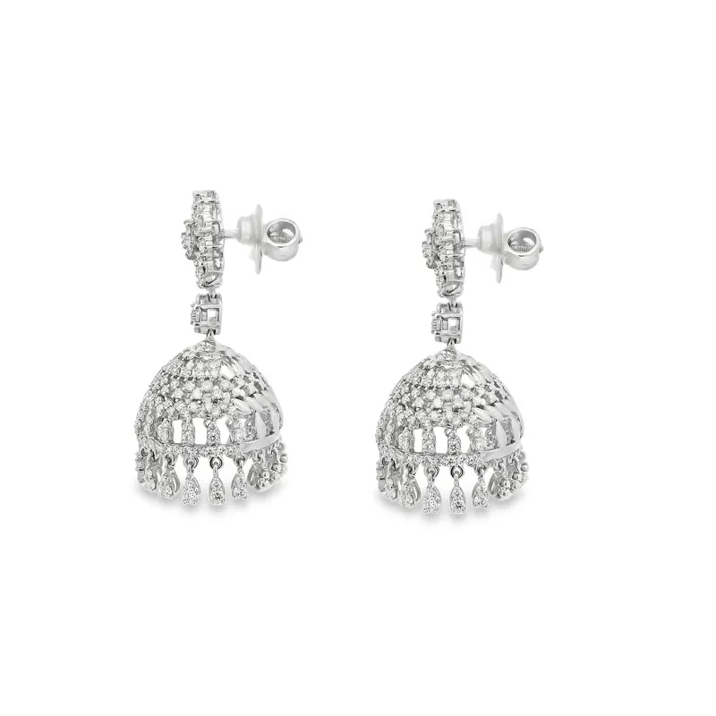 Elegant White Gold Chandelier Earrings