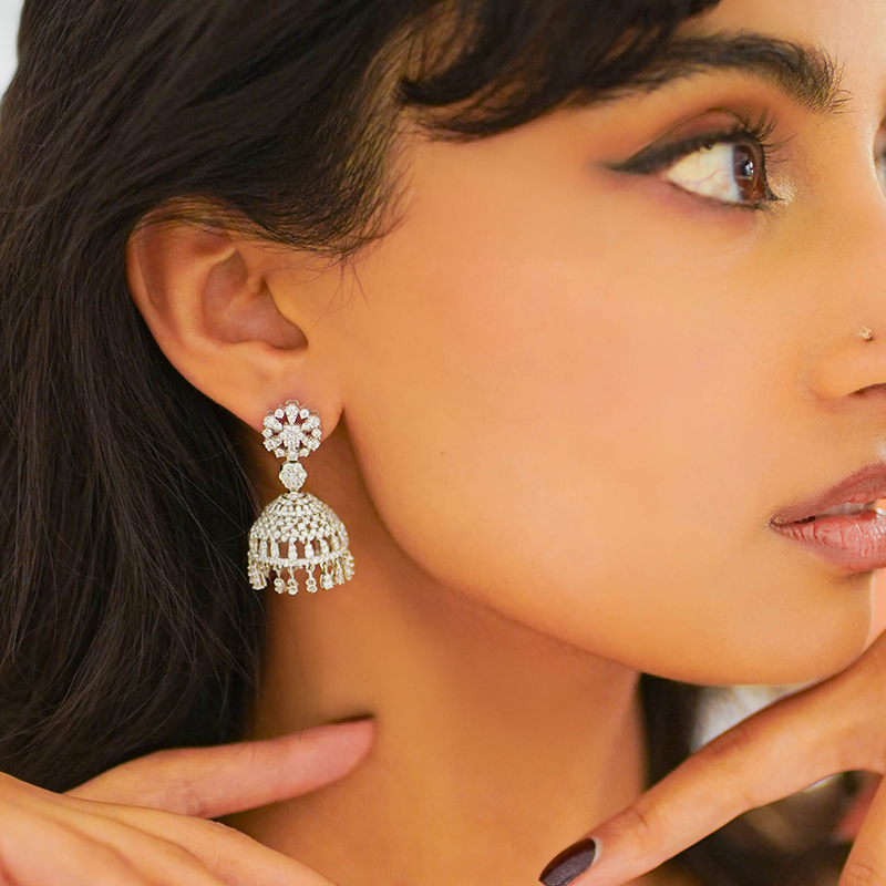 Elegant White Gold Chandelier Earrings