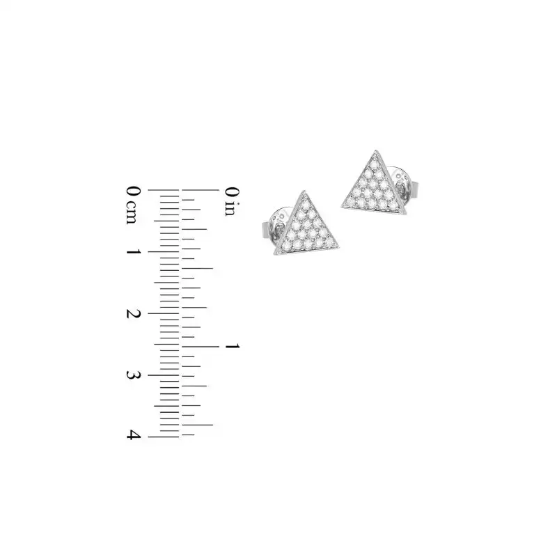18K White Gold Diamond Pave Triangle Earrings