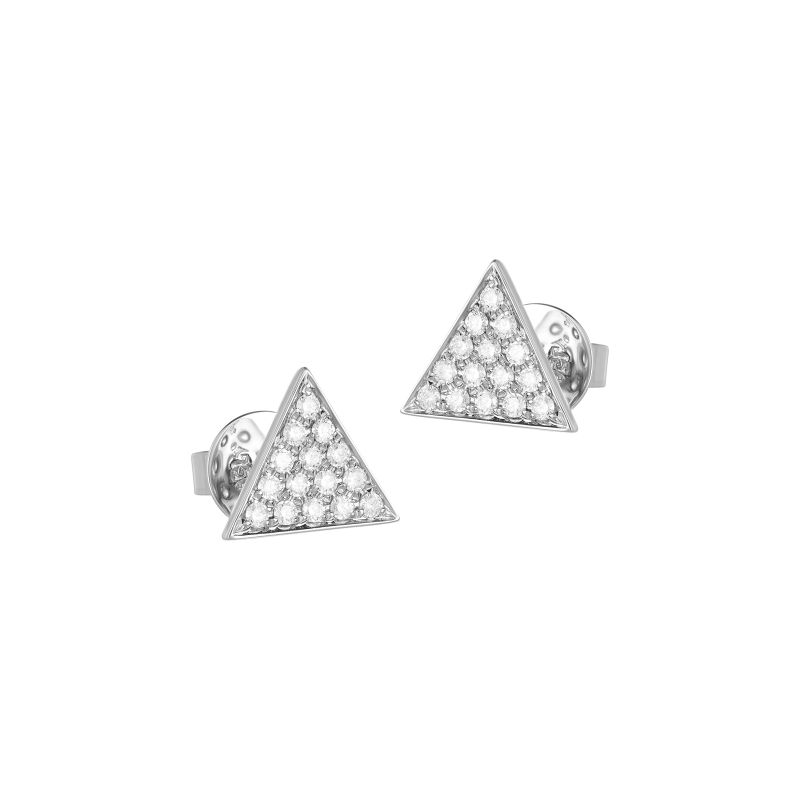 18K White Gold Diamond Pave Triangle Earrings