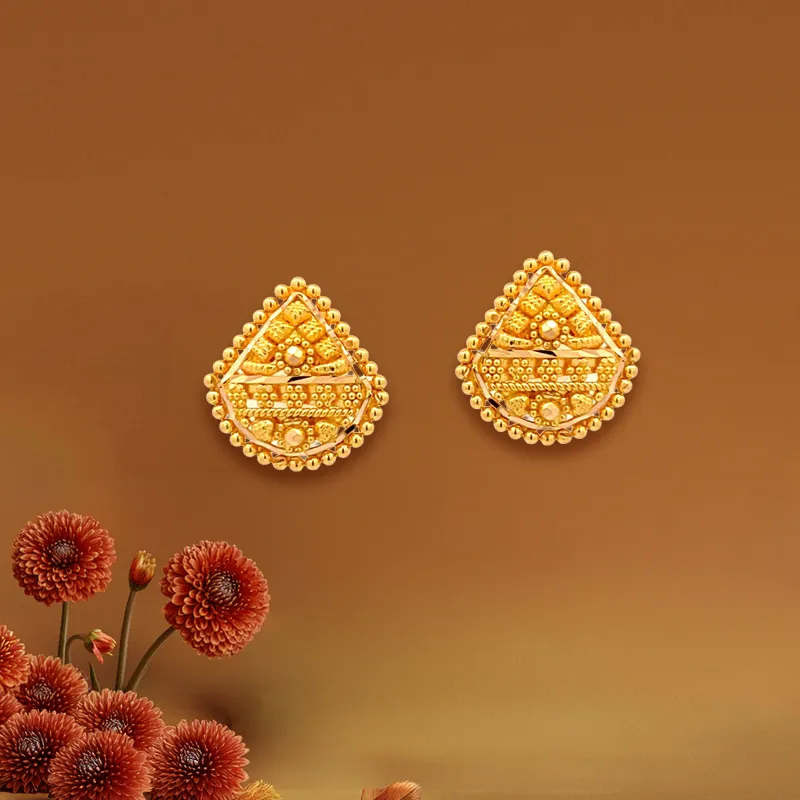 22k Yellow Gold Classic Stud Earrings for Timeless Everyday Elegance