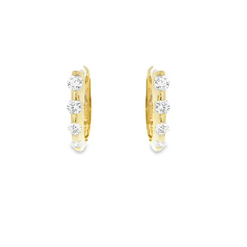 Elegant Gold Diamond Huggie Earrings - 0.6 inch