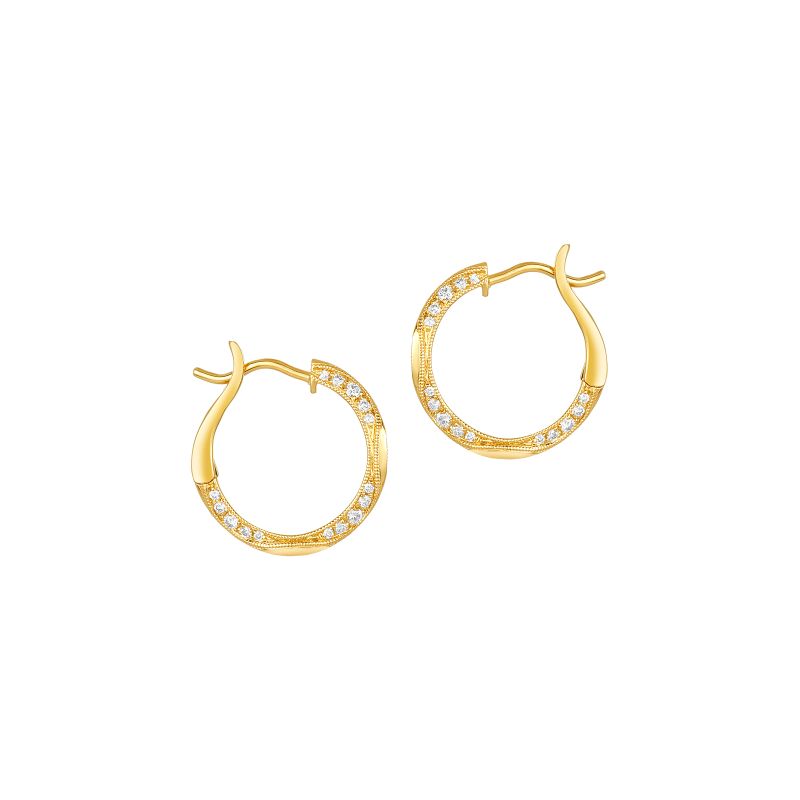 18K Yellow Gold Spiral Hoop Earrings | Essence Collection | Cadar