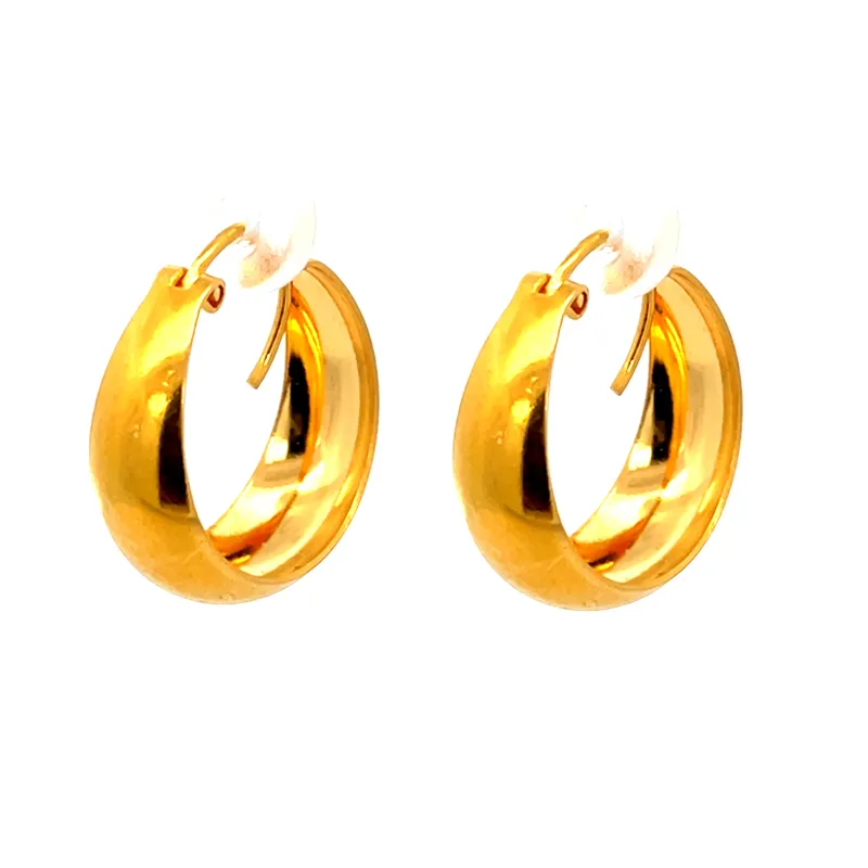 22K Gold Hoop Earrings - Diameter 20 mm