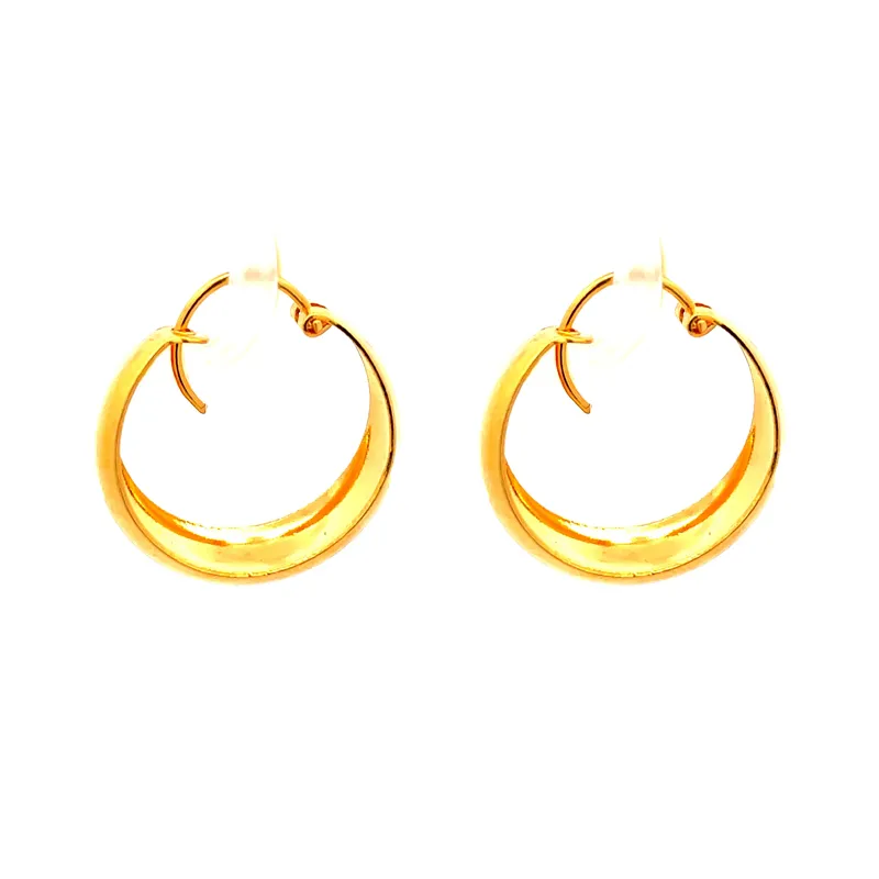 22K Gold Hoop Earrings - Diameter 20 mm