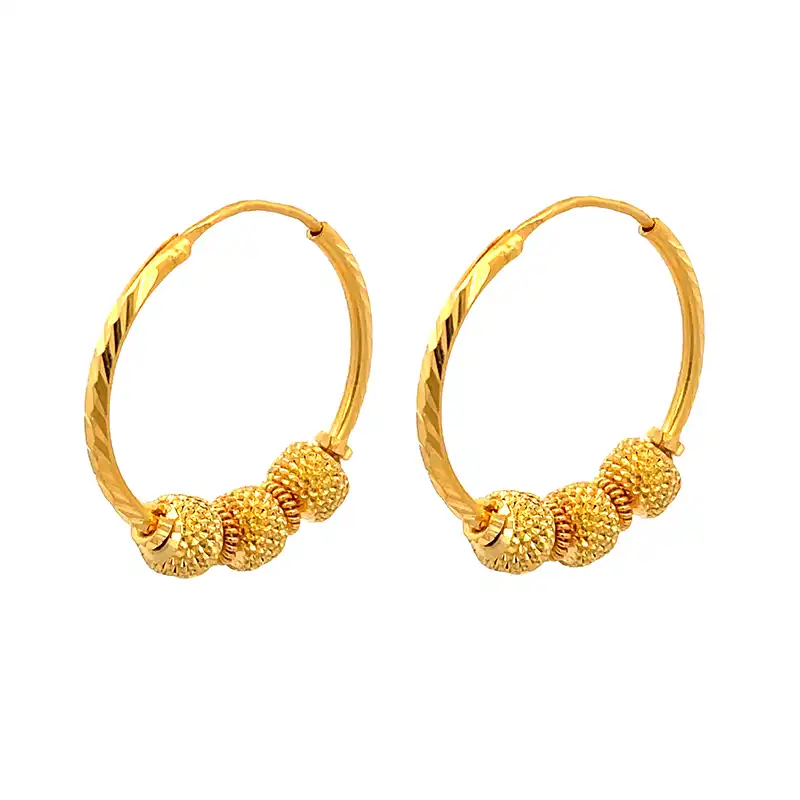 22K Yellow Gold Hoop Earrings
