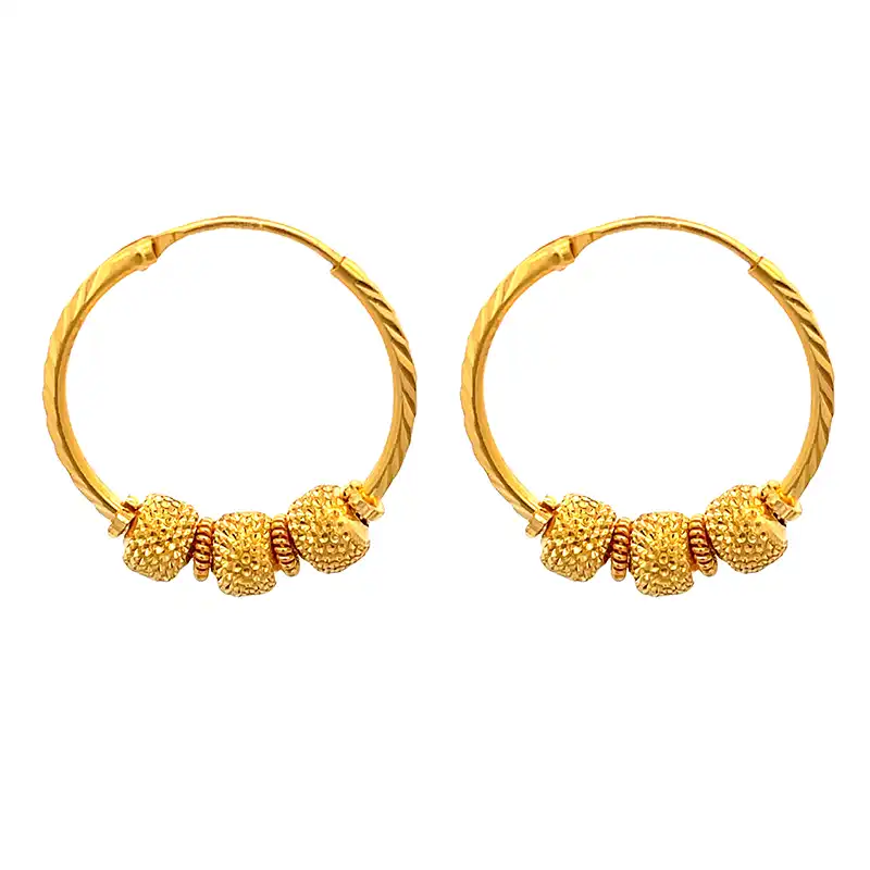 22K Yellow Gold Hoop Earrings