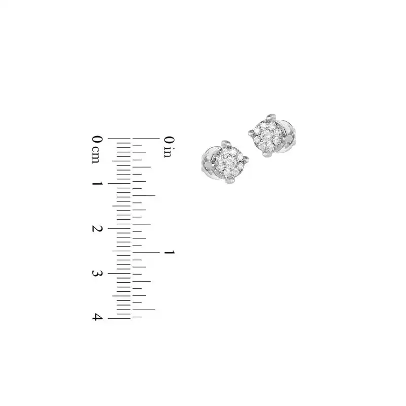 18K White Gold Diamond Circle Stud Earrings