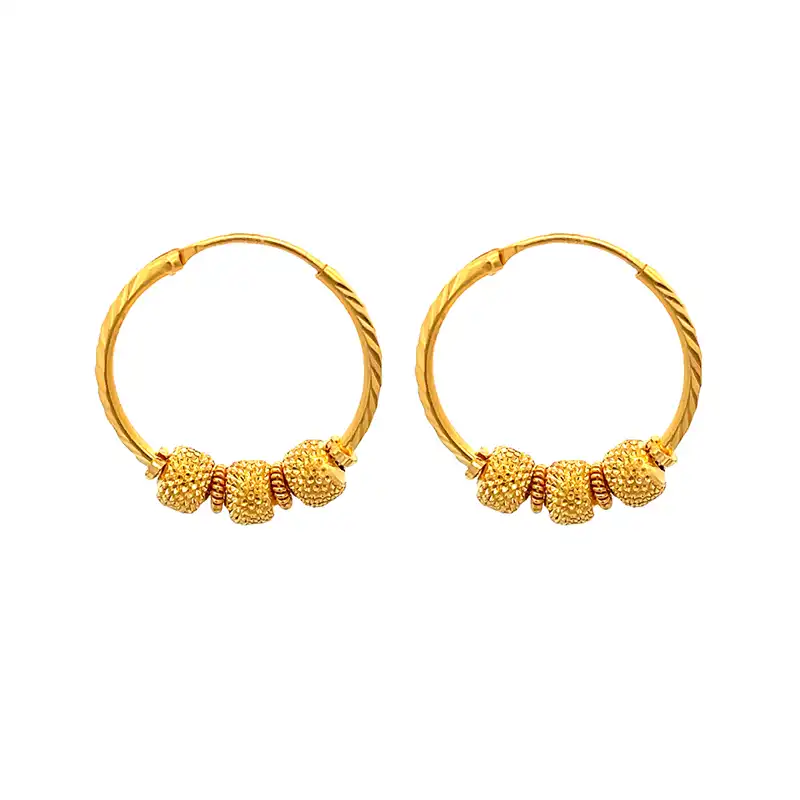 22K Yellow Gold Hoop Earrings