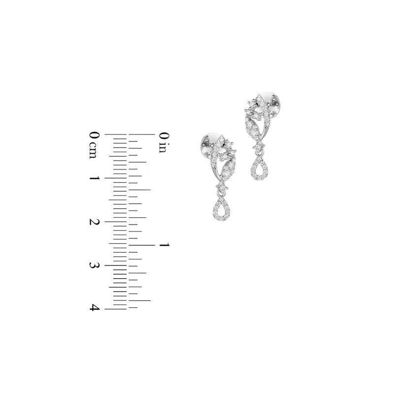 18K White Gold Diamond Deco Drop Earrings