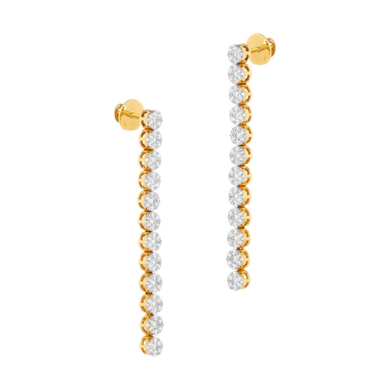18K Yellow Gold Diamond Hanging Earrings