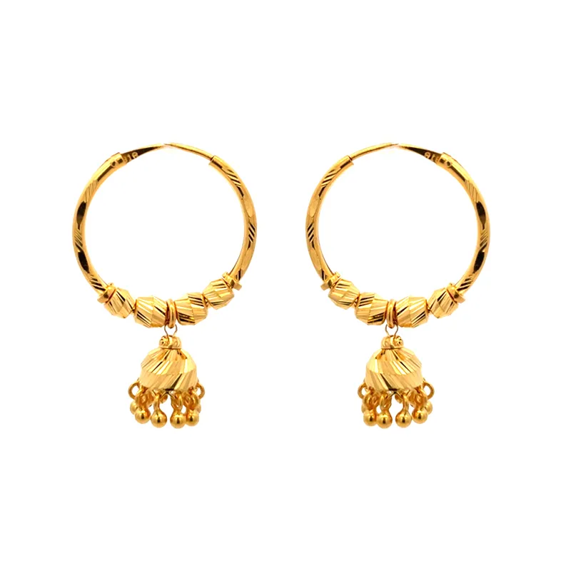 22K Yellow Gold Hoop Earrings 23 mm