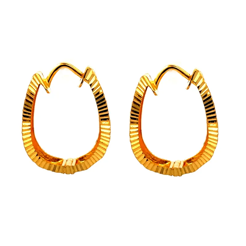 Simple and Elegant 22K Yellow Gold Classic Hoop Earrings for Everyday Wear