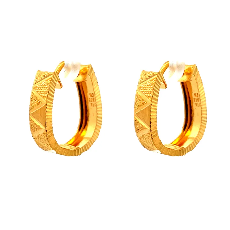 Simple and Elegant 22K Yellow Gold Classic Hoop Earrings for Everyday Wear