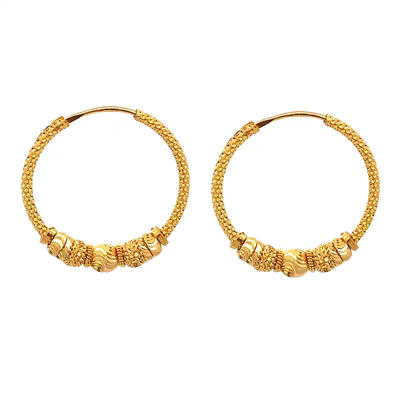 22K Yellow Gold Hoop Earrings - Diameter 25 mm