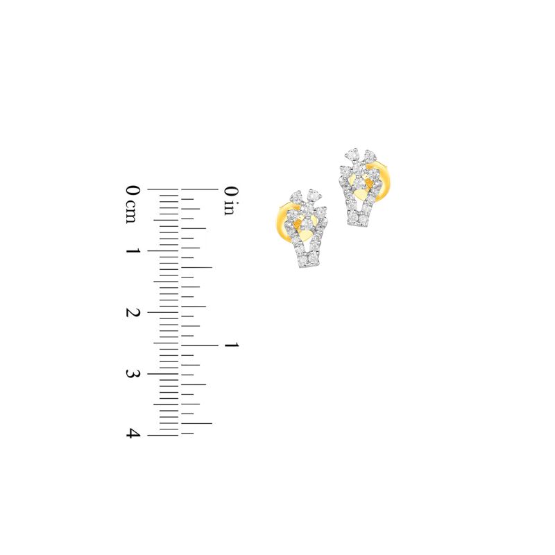 18K Two tone Gold Diamond Floral Stud Earrings