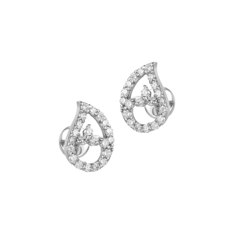 18K White Gold Diamond Teardrop Pave Earrings