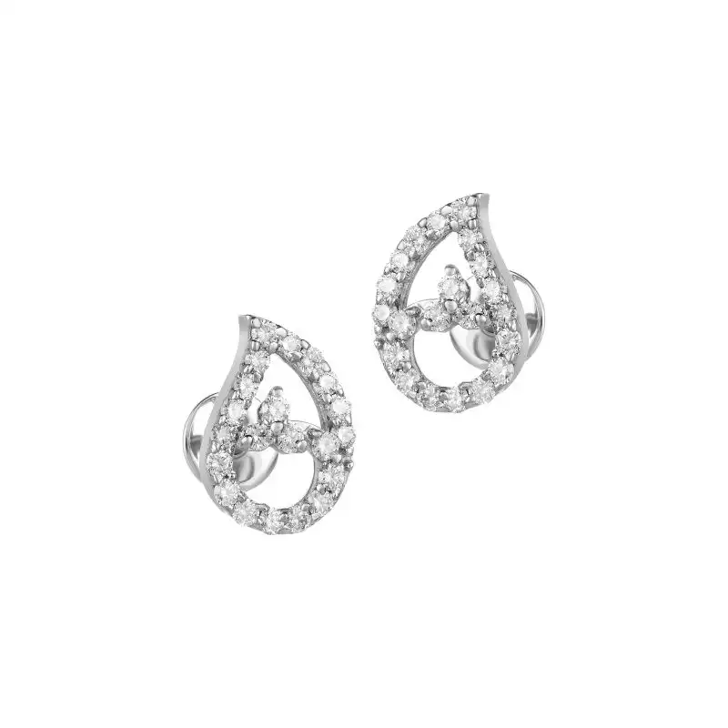18K White Gold Diamond Teardrop Pave Earrings