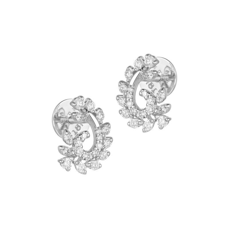 18K White Gold and Diamond Spiral Stud Earrings