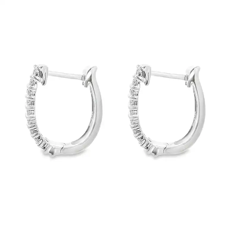 Gold Diamond Huggie Earrings - 0.60 inch