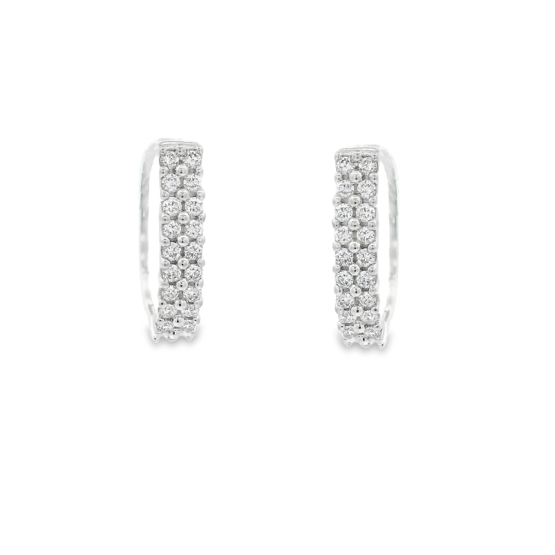 18K White Gold Diamond Pave Huggies Earrings