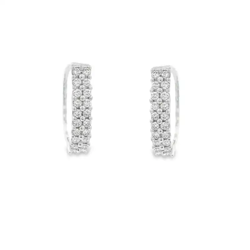 Gold Diamond Huggie Earrings - 0.60 inch