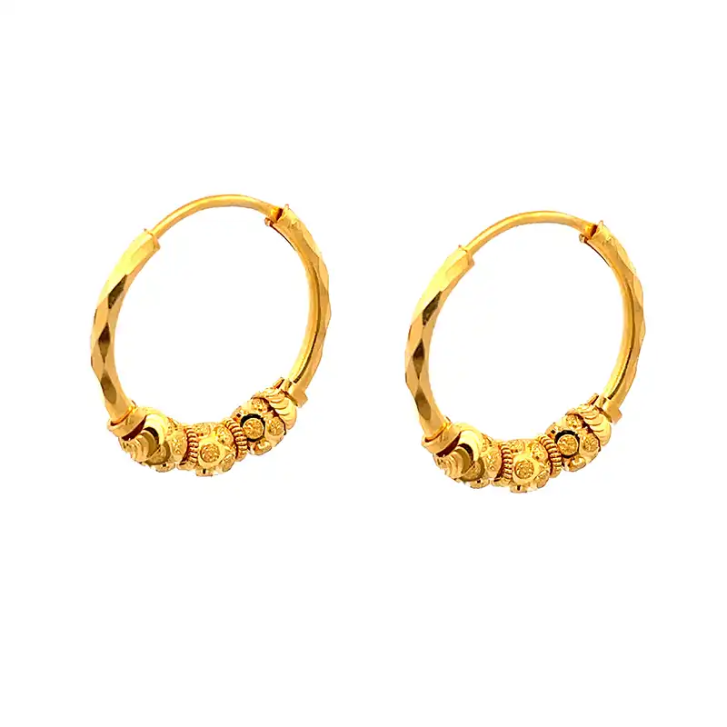 22K Yellow Gold Hoop Earrings
