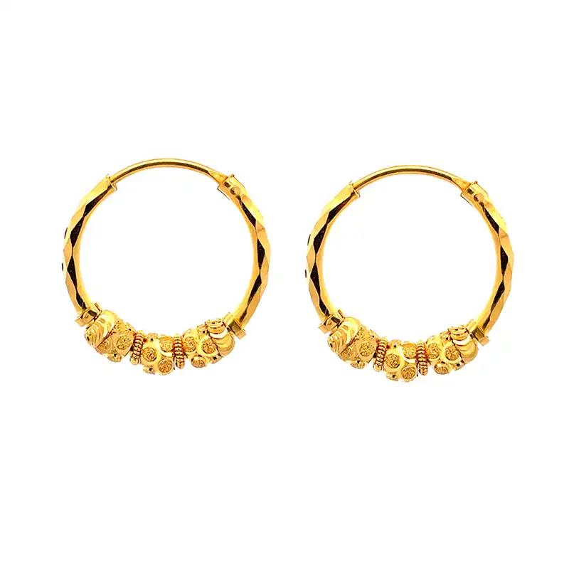 22K Yellow Gold Hoop Earrings