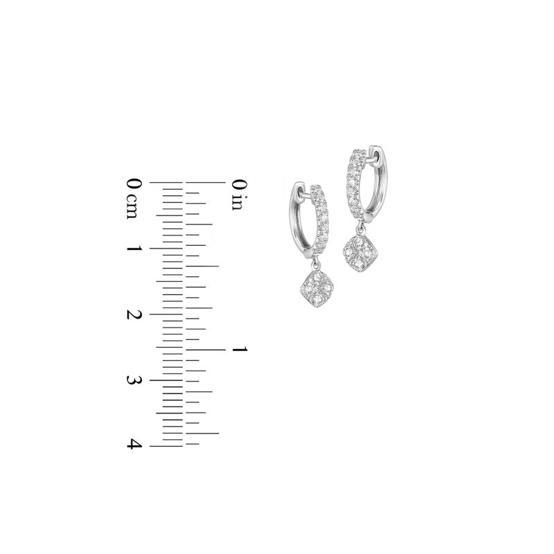 18K White Gold Pave Diamond Dangling Hoop Earrings