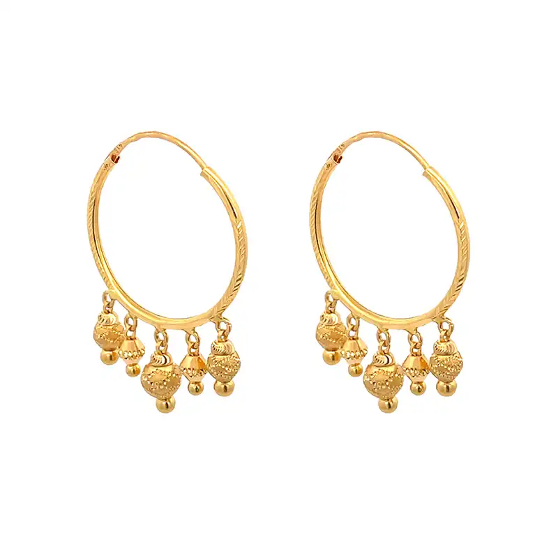 22K Yellow Gold Hoop Earrings - Diameter 23 mm